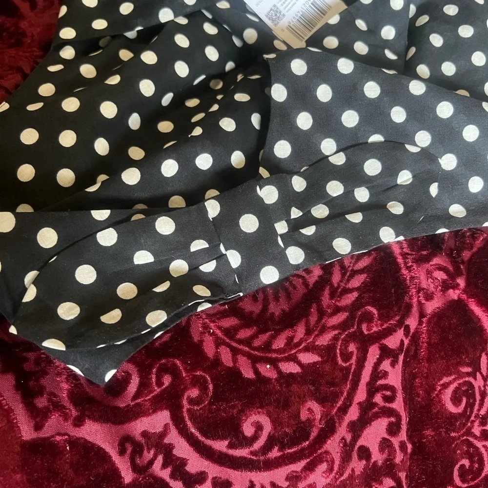 Kate Spade Black and White Polka Dot Peplum Tank XL